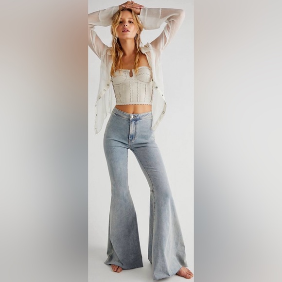 Free People Denim - Free People Super Flare Light Blue Jeans size 26